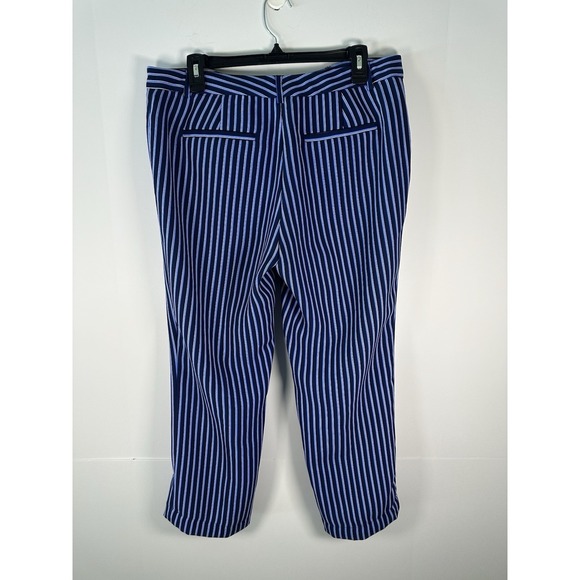 Banana Republic Ryan Fit Striped Dress Pants Straight Navy Blue White Size 10 - Picture 6 of 8